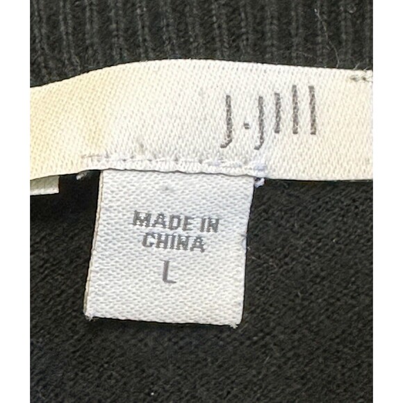 J. Jill Women's Size L Black/White Textured Striped Lightweight Sweater - Picture 12 of 14